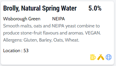 generated beer card from spreasheet details